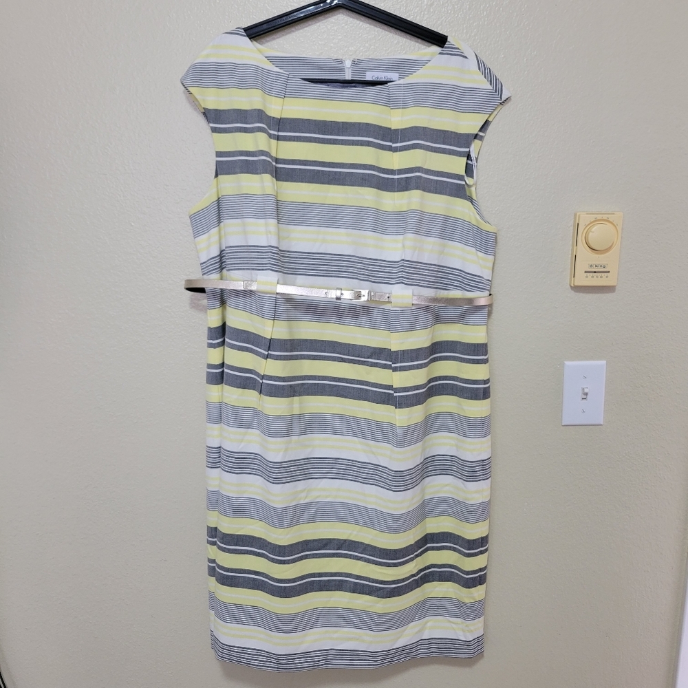 Calvin Klein Belted Striped Women's Sheath Dress 18w - Picture 2 of 10